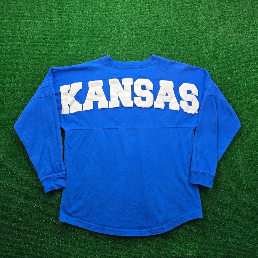 Kansas Jayhawks Spirit Jersey Womens Small Blue Long Sleeve NCAA College‎